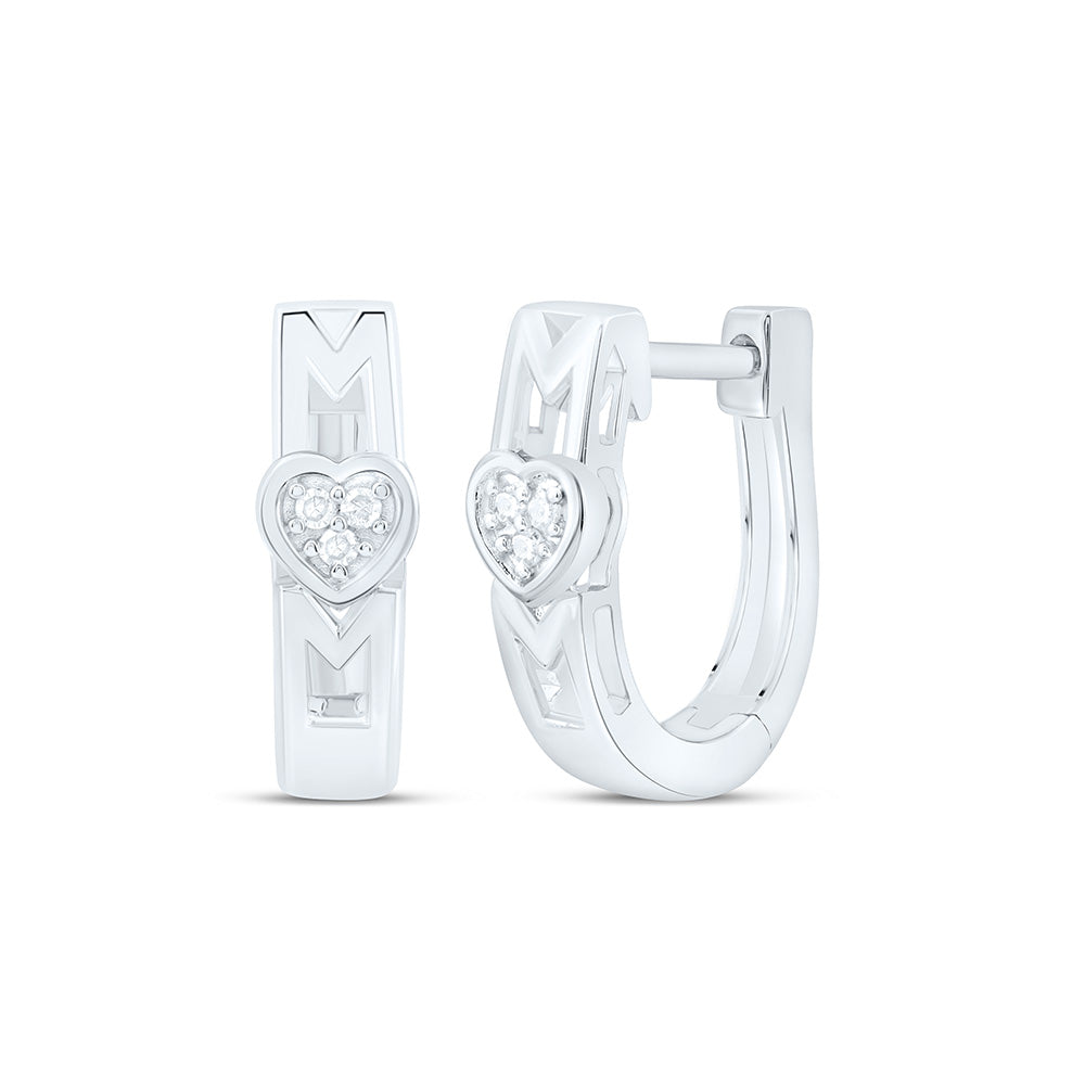 Sterling Silver 1/20 CTW-Natural Diamond Gift Heart Hoop Earring