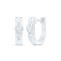 Sterling Silver 1/20 CTW-Natural Diamond Gift Heart Hoop Earring