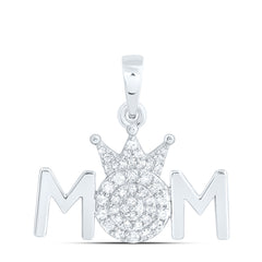 Sterling Silver 1/6 CTW-Natural Diamond Gift "Mom" Crown Pendant