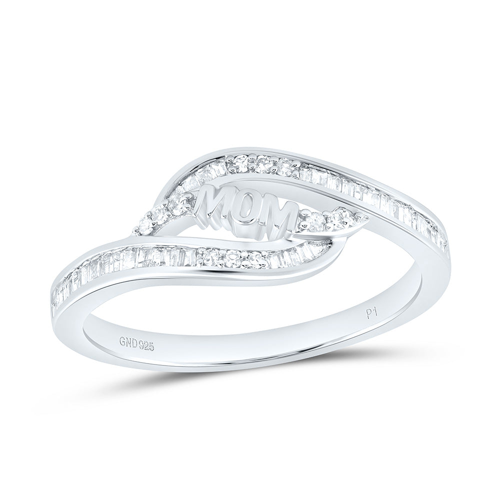 Sterling Silver 1/4 CTW-Natural Diamond Gift "Mom" Ring