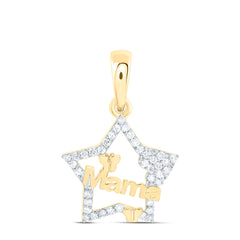 10k Gold 1/8 CTW-Natural Diamond Gift "Mama" Butterfly Heart Star Pendant