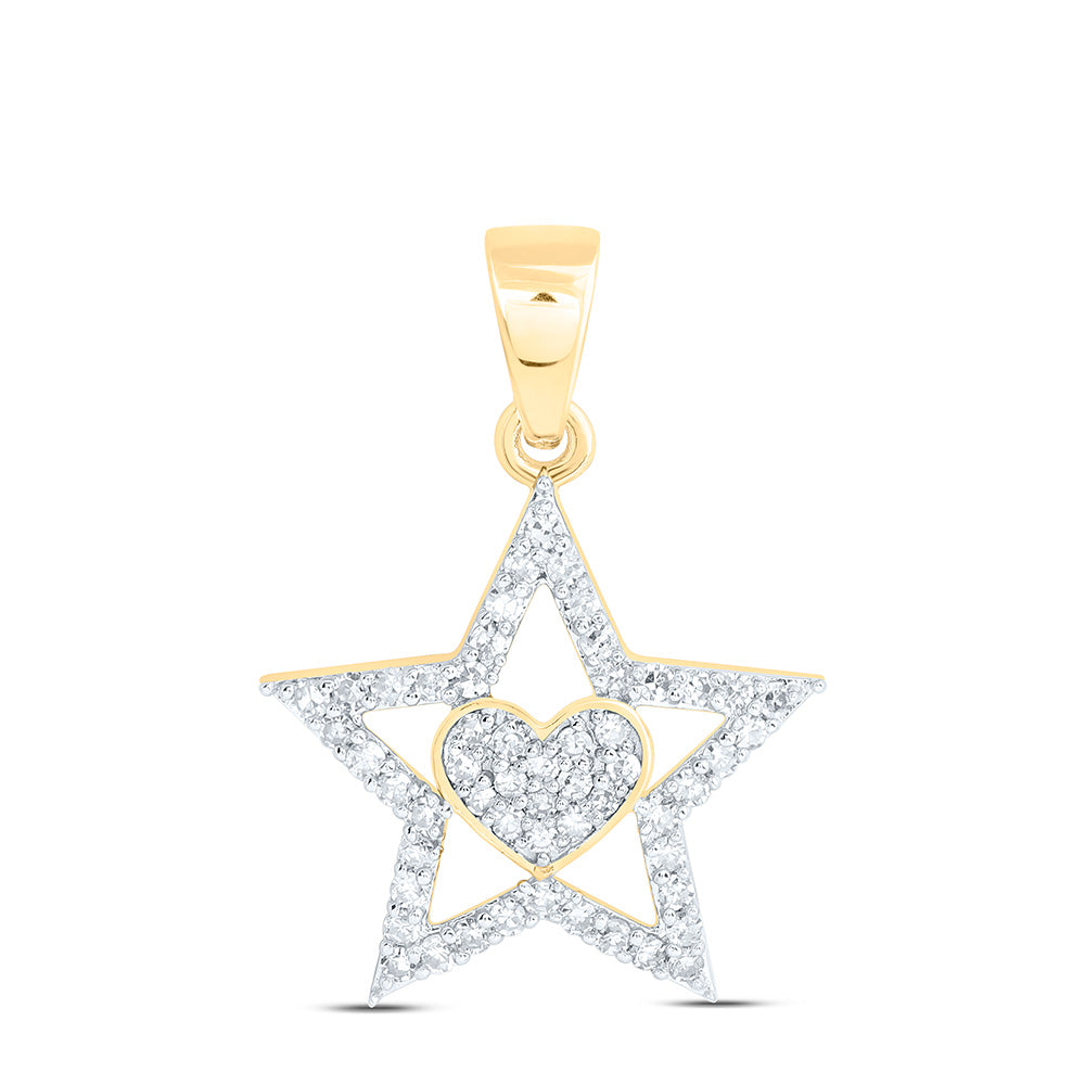 10k Gold 1/5 CTW-Natural Diamond Gift Heart Star Pendant