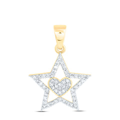 10k Gold 1/5 CTW-Natural Diamond Gift Heart Star Pendant