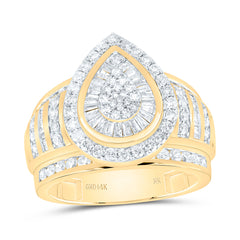 14k Gold 1 1/2 CTW-Natural Diamond Fashion Pear Ring