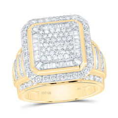 10k Gold 1 3/4 CTW-Natural Diamond Fashion Octagon Ring