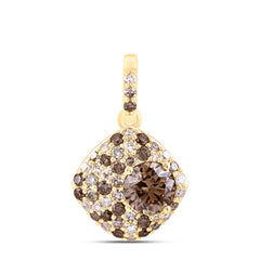 10k Gold 7/8 CTW-Natural Diamond Fashion Ombre Diamond Cushion Pendant