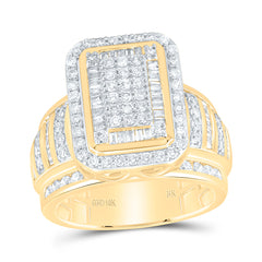 10k Gold 1 1/2 CTW-Natural Diamond Fashion Emerald Ring
