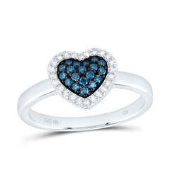 10k Gold 1/4 CTW-Natural Diamond Fashion Blue Diamond Heart Ring