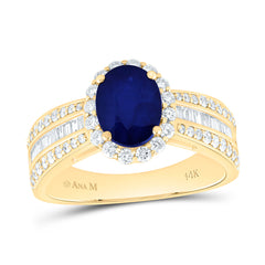 14k Gold 3/4 CTW-Natural Diamond 8X6MM-Ov-Bs Natural Gemstone Oval Ring