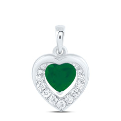 14k Gold 1/5 CTW-Natural Diamond 6MM-Ht-Em Natural Gemstone Heart Pendant