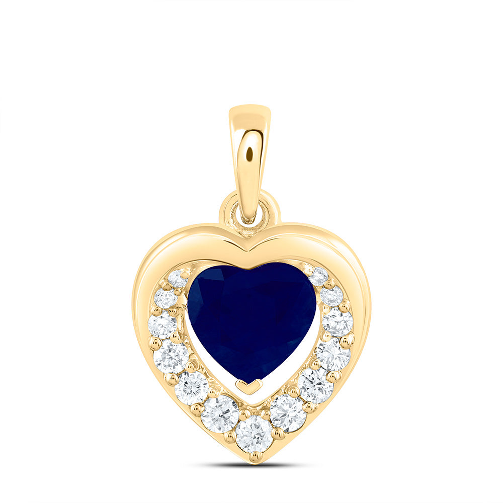 14k Gold 1/5 CTW-Natural Diamond 6MM-Ht-Bs Natural Gemstone Heart Pendant