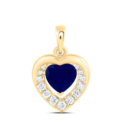 14k Gold 1/5 CTW-Natural Diamond 6MM-Ht-Bs Natural Gemstone Heart Pendant