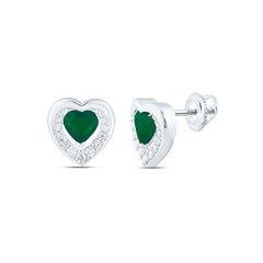 14k Gold 1/5 CTW-Natural Diamond 5MM-Ht-Em Natural Gemstone Heart Earring