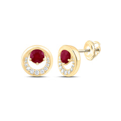 14k Gold 1/5 CTW-Natural Diamond 4.50MM-Rd-Ru Natural Gemstone Round Earring