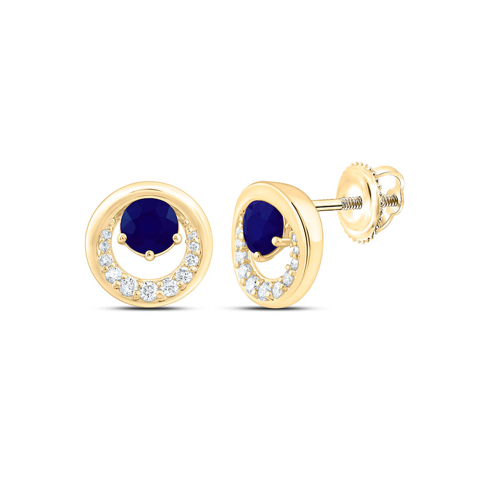 14k Gold 1/5 CTW-Natural Diamond 4.50MM-Rd-Bs Natural Gemstone Round Earring