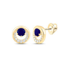 14k Gold 1/5 CTW-Natural Diamond 4.50MM-Rd-Bs Natural Gemstone Round Earring