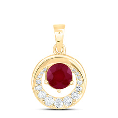 14k Gold 1/5 CTW-Natural Diamond 5.60MM-Rd-Ru Natural Gemstone Round Pendant
