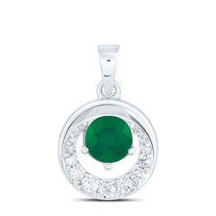 14k Gold 1/5 CTW-Natural Diamond 5.60MM-Rd-Em Natural Gemstone Round Pendant