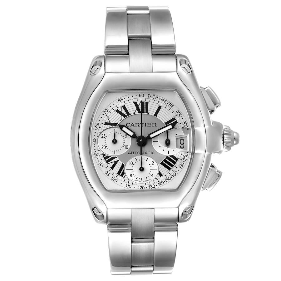 Cartier Roadster 48.0 x 43.0 mm Silver Dial Chronograph Steel Watch 2618