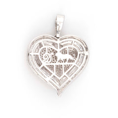 HEART SHAPE TWO TONE BAGUETTE & ROUND DIAMOND PENDANT - 10KT ROSE + WHITE GOLD & 4.30 CTW