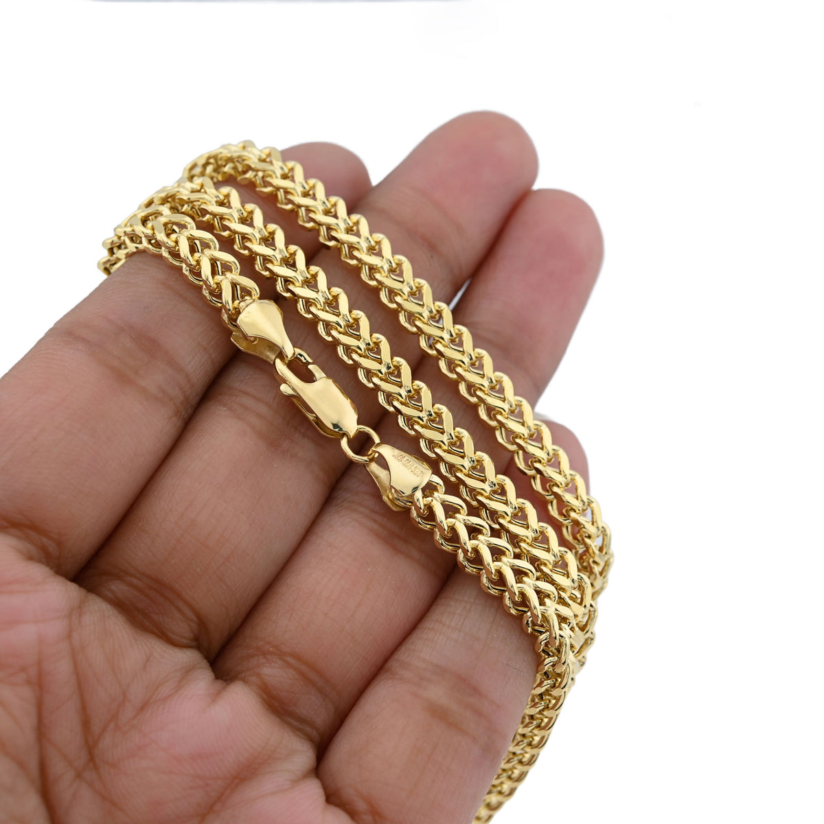 10k Yellow Gold Hollow Franco Chain 4gms to 47gms Necklace 1.9MM to 5.5MM 14" to 30"