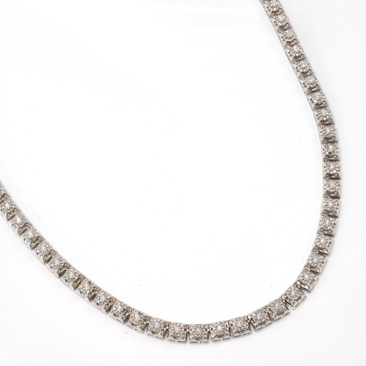 20 Inches 10k Genuine White Gold Round 3 CTW Natural Diamond Necklace 30g Chain
