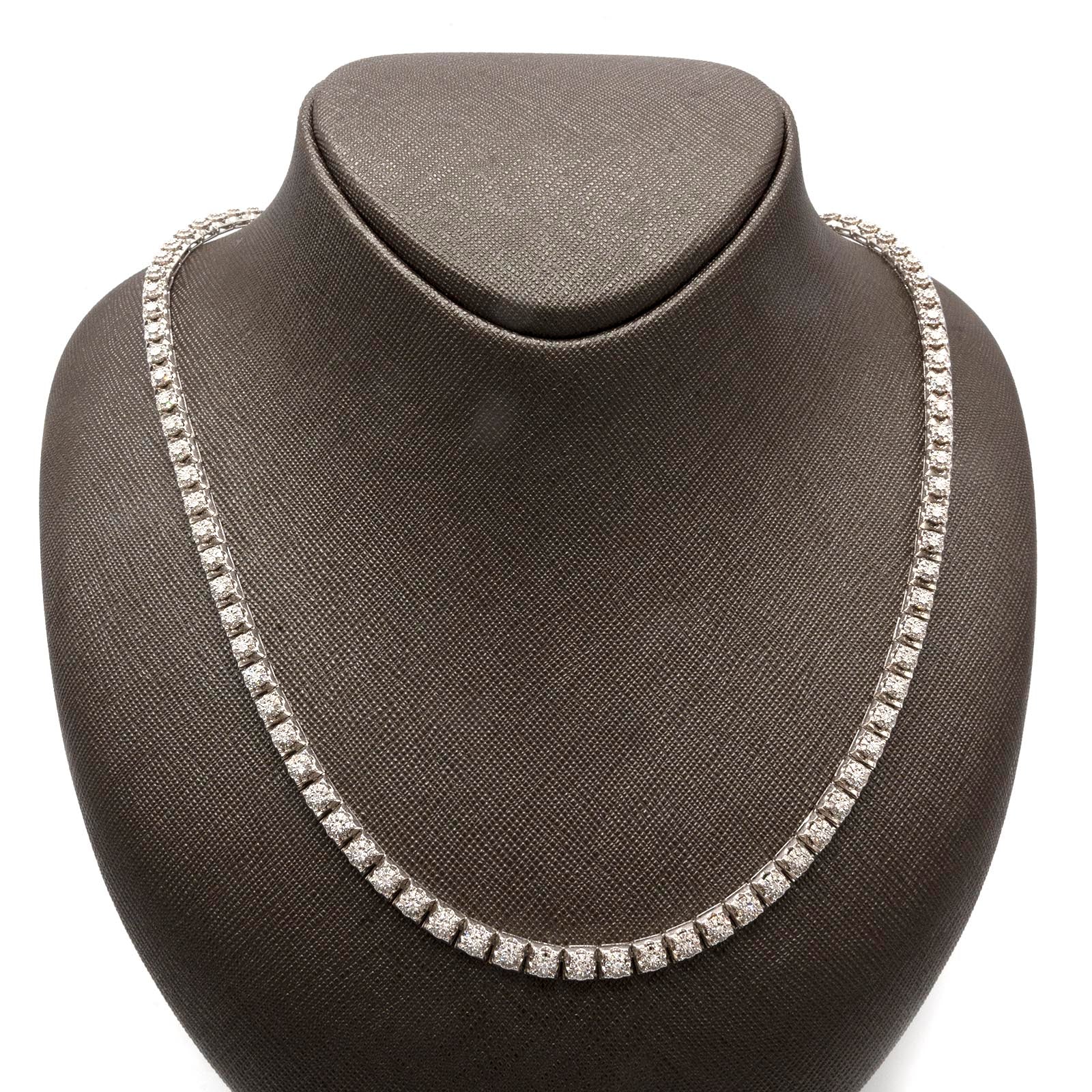 20 Inches 10k Genuine White Gold Round 3 CTW Natural Diamond Necklace 30g Chain