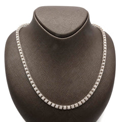20 Inches 10k Genuine White Gold Round 3 CTW Natural Diamond Necklace 30g Chain