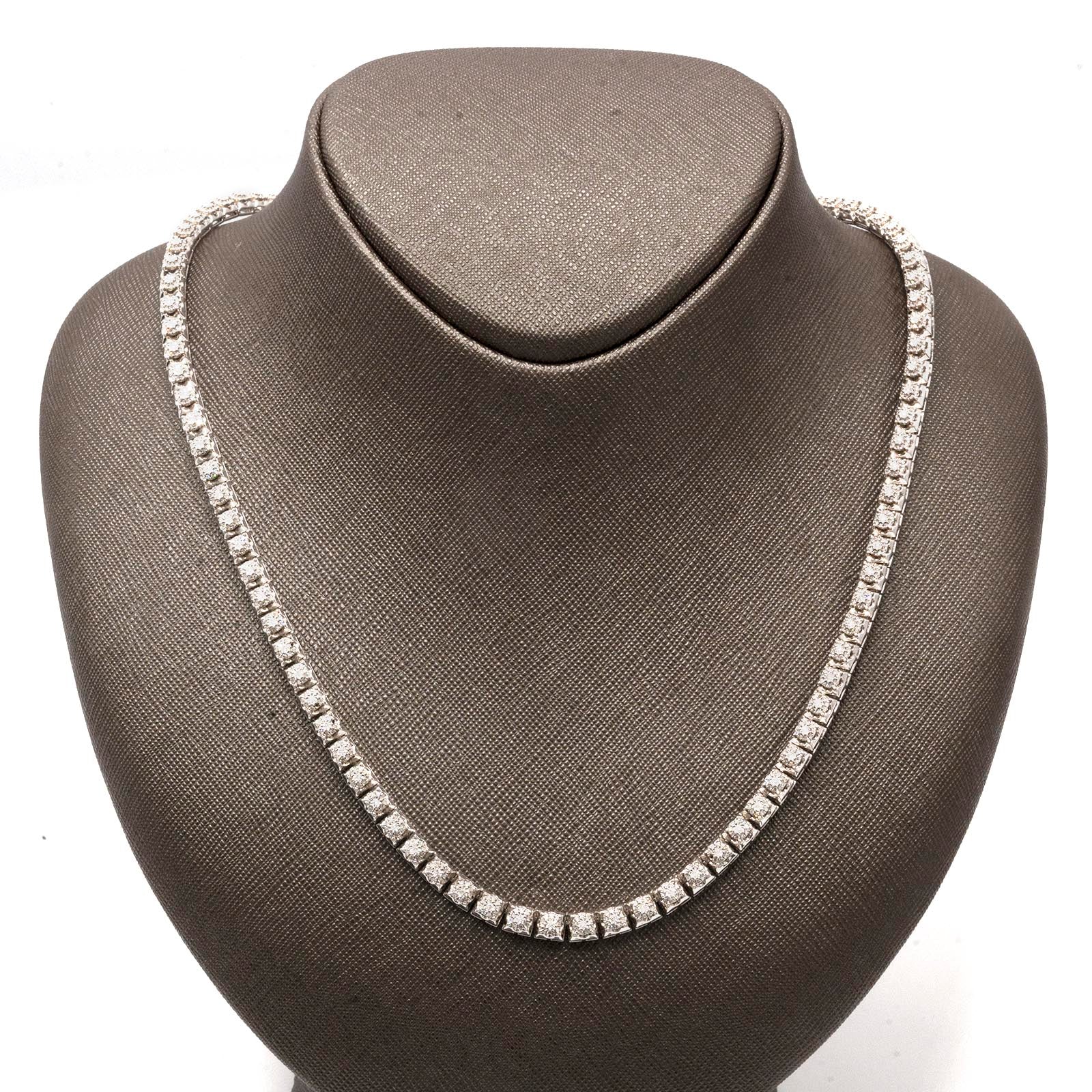 20 Inches 10k Genuine White Gold Round 3 CTW Natural Diamond Necklace 30g Chain