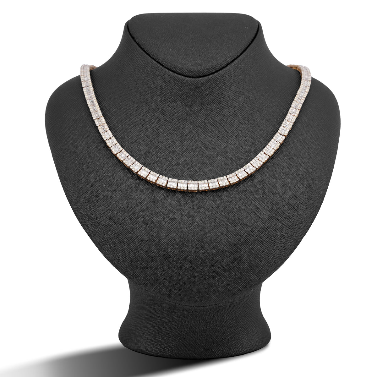 6.2MM 10k Yellow Gold 22CTW Natural Diamond Round/Baguette Centre Row Tennis Chain 20" Men Necklace 47g