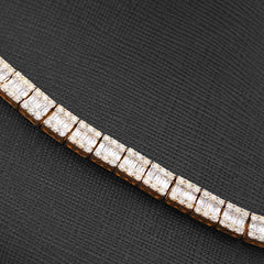 6.2MM 10k Yellow Gold 22CTW Natural Diamond Round/Baguette Centre Row Tennis Chain 20" Men Necklace 47g