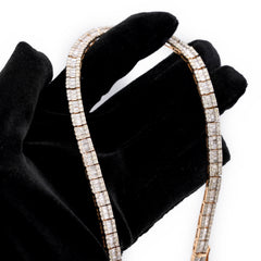 6.2MM 10k Yellow Gold 22CTW Natural Diamond Round/Baguette Centre Row Tennis Chain 20" Men Necklace 47g