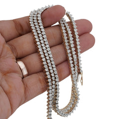 3.1MM 10k Yellow Gold 2CTW Natural Diamond Illusion Set Tennis Chain 22" Mens Womens Necklace 25.8g