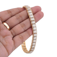 8MM 10k Yellow Gold 5.75CTW Natural Diamond Baguette Centre Row Rectangular Link 8" Tennis Bracelet 24.2g
