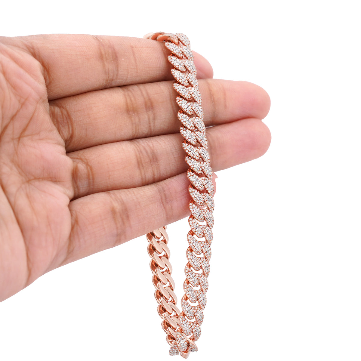 10k Rose Gold 8MM Natural Diamond 3.68CTW Cuban Link Mens 8" Bracelet 27.8gm