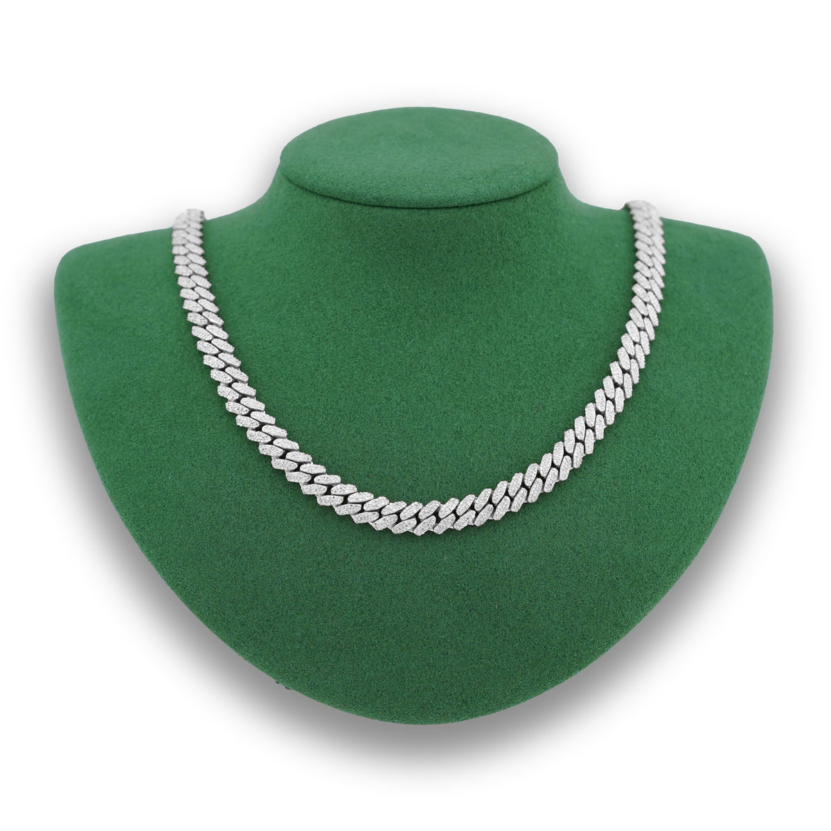 8MM 925 Sterling Silver Cuban Link 8.125CTW Natural Diamond 22" Chain Mens Necklace 67.5gms
