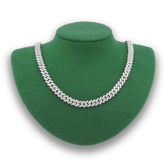 8MM 925 Sterling Silver Cuban Link 8.125CTW Natural Diamond 22" Chain Mens Necklace 67.5gms