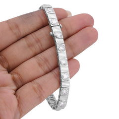 6.5MM 14k White Gold Fluted Gold Solitare Lab Diamond 7CTW Men Women 7" Tennis Bracelet 15.4gm