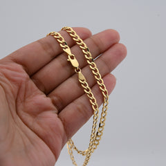 4.5MM 10k Yellow Gold 5.9gms Cuban link Curb Chain Mens Womens 18In Necklace