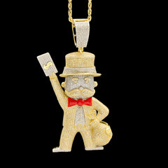 10k Yellow Gold 3.5CTW Natural Diamond Joker w/ Money Bag Pendant 25g Mens Charm