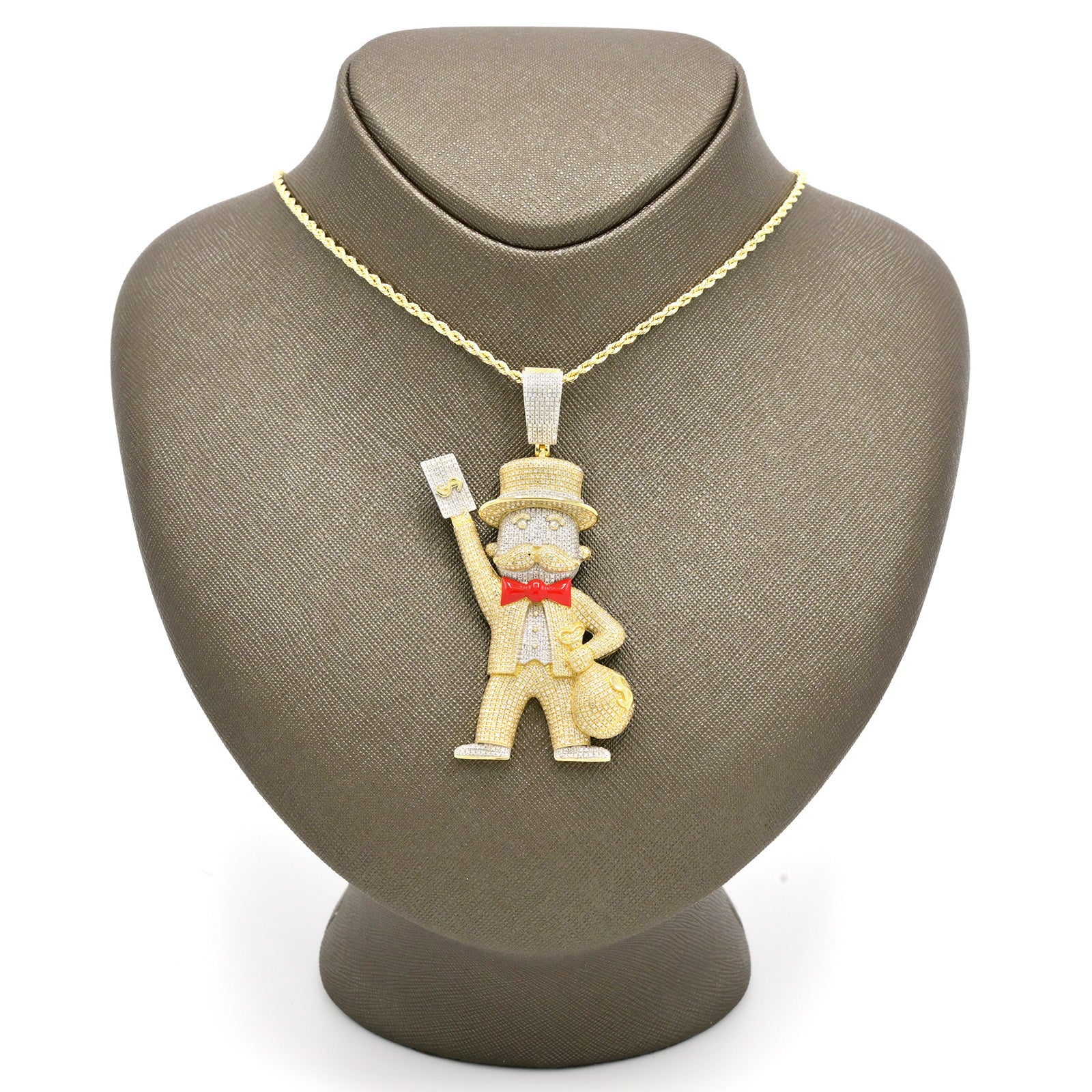 10k Yellow Gold 3.5CTW Natural Diamond Joker w/ Money Bag Pendant 25g Mens Charm