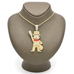 10k Yellow Gold 3.5CTW Natural Diamond Joker w/ Money Bag Pendant 25g Mens Charm