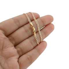 Unisex 10k Two-Tone Gold 2MM Diamond Cut Cuban Bracelet 9 Inch 1.9gms Armlet