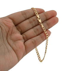 Pure 10k Yellow Gold 4MM 8 Inch 2.3gms Flat Cuban Bracelet For Mens Womens