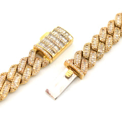 10MM 10k Yellow Gold 19CTW Natural Baguette Diamond 53.7g 21In Cuban Link Chain