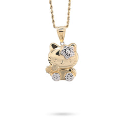 1/10th 10k Gold Bonded 925 Two Tone Hello Kitty Pendant 4gms Womens Cute Charm