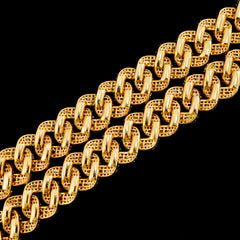 10MM 10k Yellow Gold 21In 19CTW Natural Baguette Diamond Cuban Link Chain 53.7g