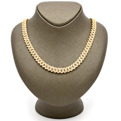 10MM 10k Yellow Gold 21In 19CTW Natural Baguette Diamond Cuban Link Chain 53.7g
