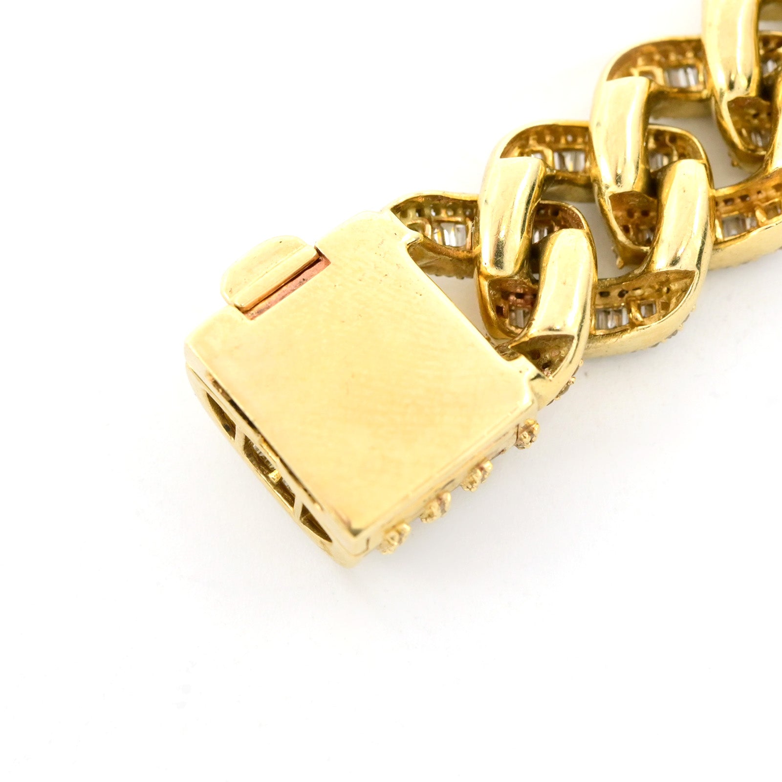13MM 10k Yellow Gold 11CTW Round/Baguette Diamond 48.1g 8.5Inch Cuban Bracelet