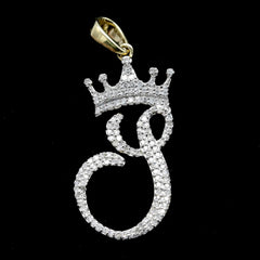 10K Yellow Gold Initial S Crown Pendant 0.15 CTW Natural Diamond 1.41g Alphabet Charm